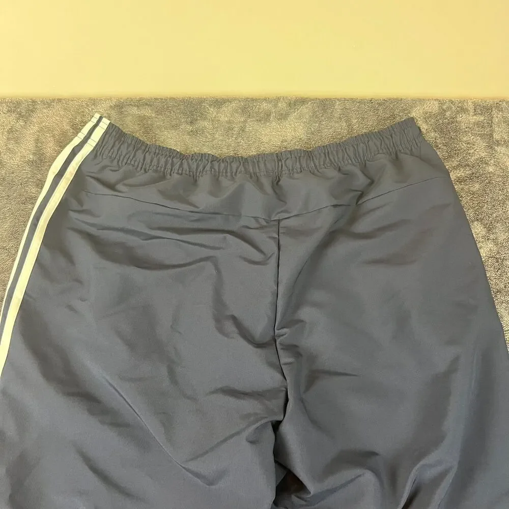 Adidas Windbreaker Joggers Men's L Navy Blue Track Pants Tapered Leg Pockets